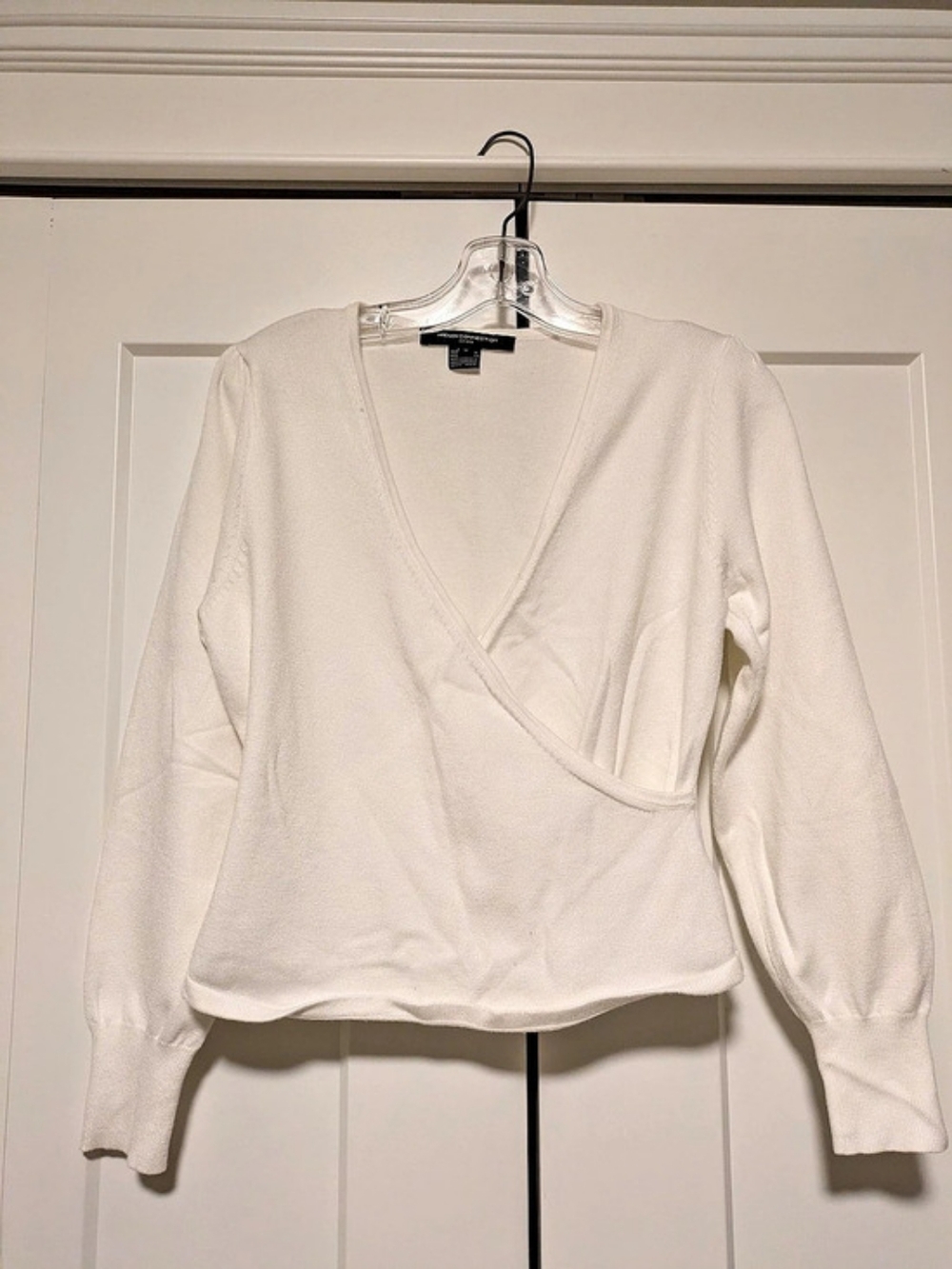 French Connection Wrap Front Knit Top in White Size Medium Like New